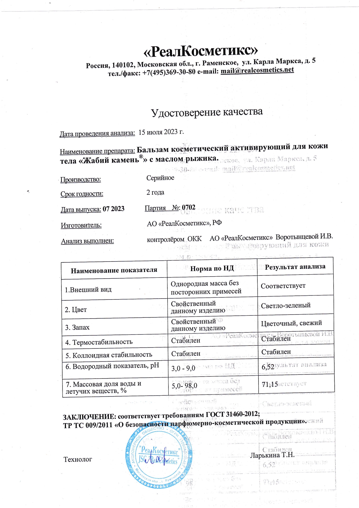 Паспорт №0720230702